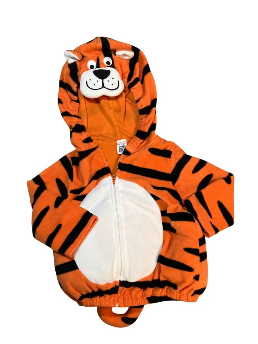 Carters Baby Tiger Costume 24 Months Orange Black Fleece Hooded Ears And Tail